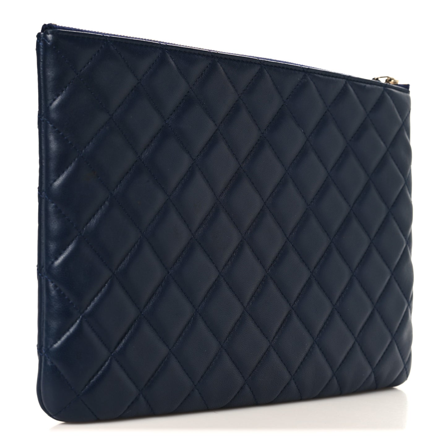 Lambskin Quilted Medium Casino Beauty CC Cosmetic Case Navy