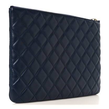 Chanel Lambskin Quilted Medium Casino Beauty CC Cosmetic Case Navy 3 of 9