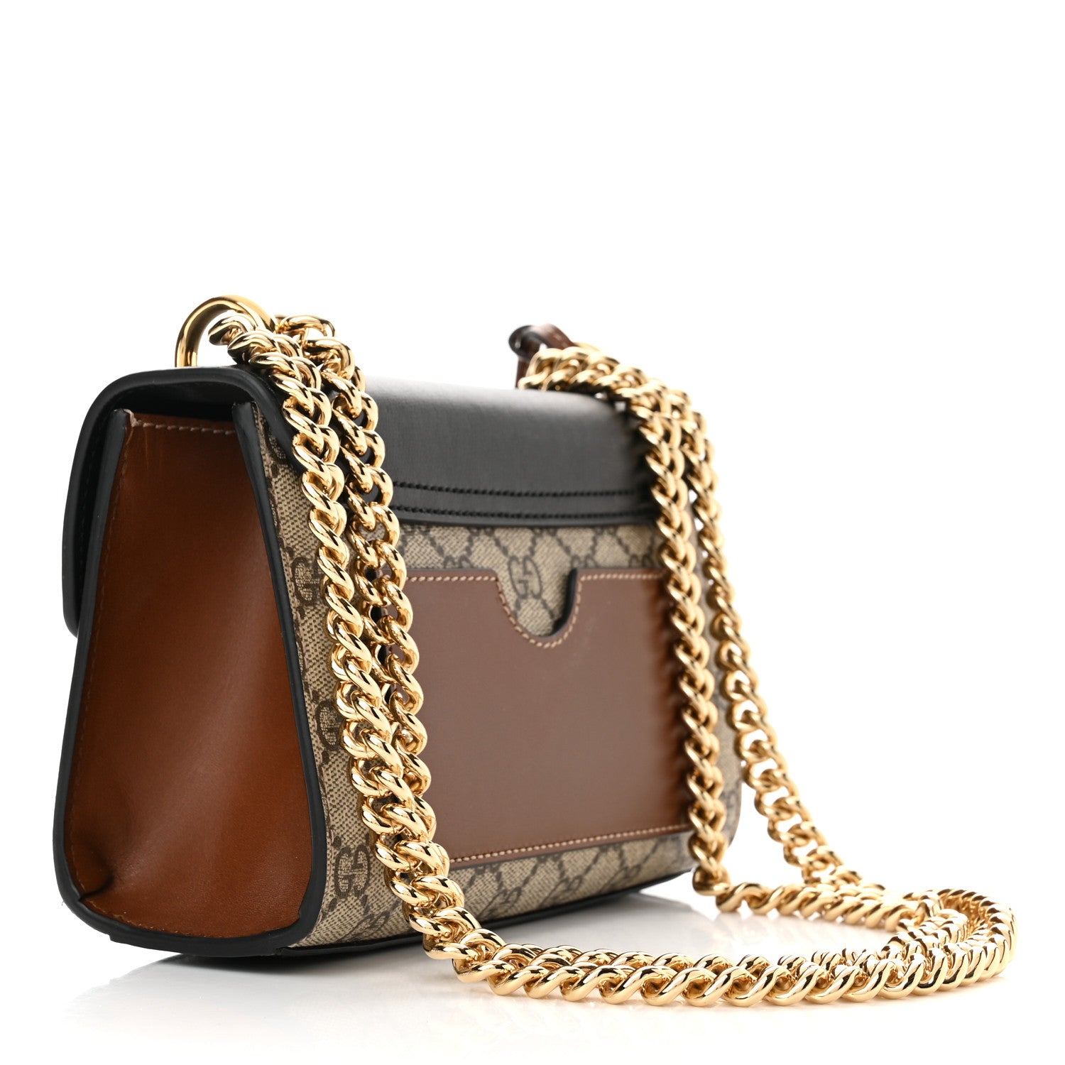 Gucci GG Supreme Monogram Calfskin Small Padlock Shoulder Bag Beige Black Cuir 2 of 10