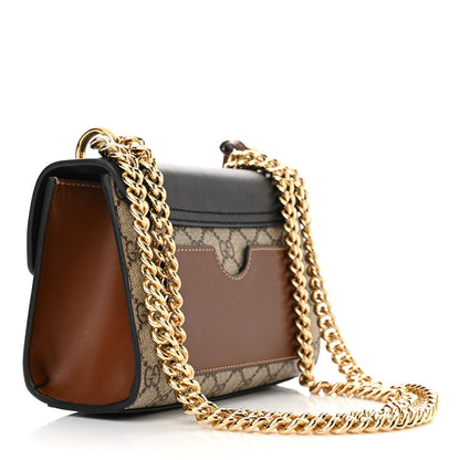 Gucci GG Supreme Monogram Calfskin Small Padlock Shoulder Bag Beige Black Cuir 2 of 10