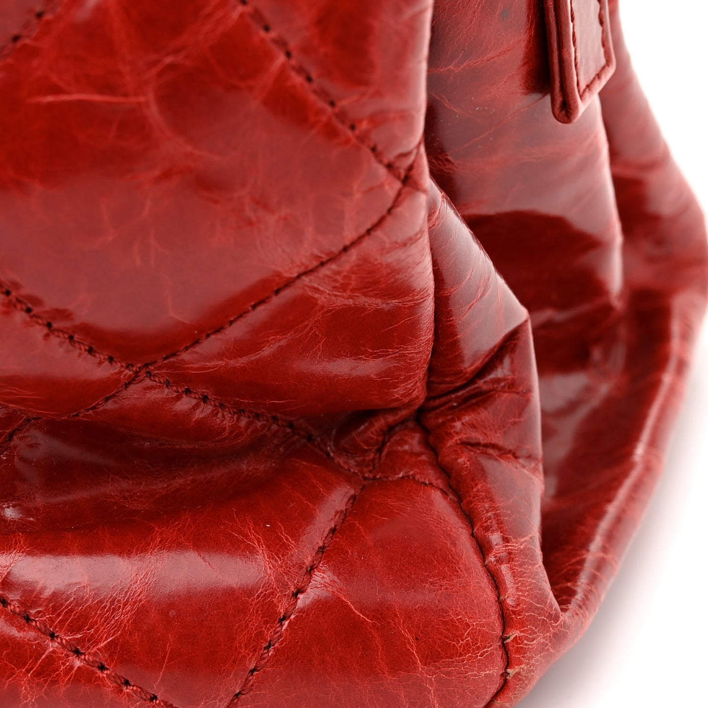 Glazed Crackled Calfskin Small Reissue Tote Red