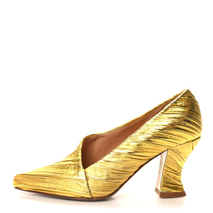 Bottega Veneta Metallic Bark Nappa Almond Pumps 38.5 Gold 1 of 8