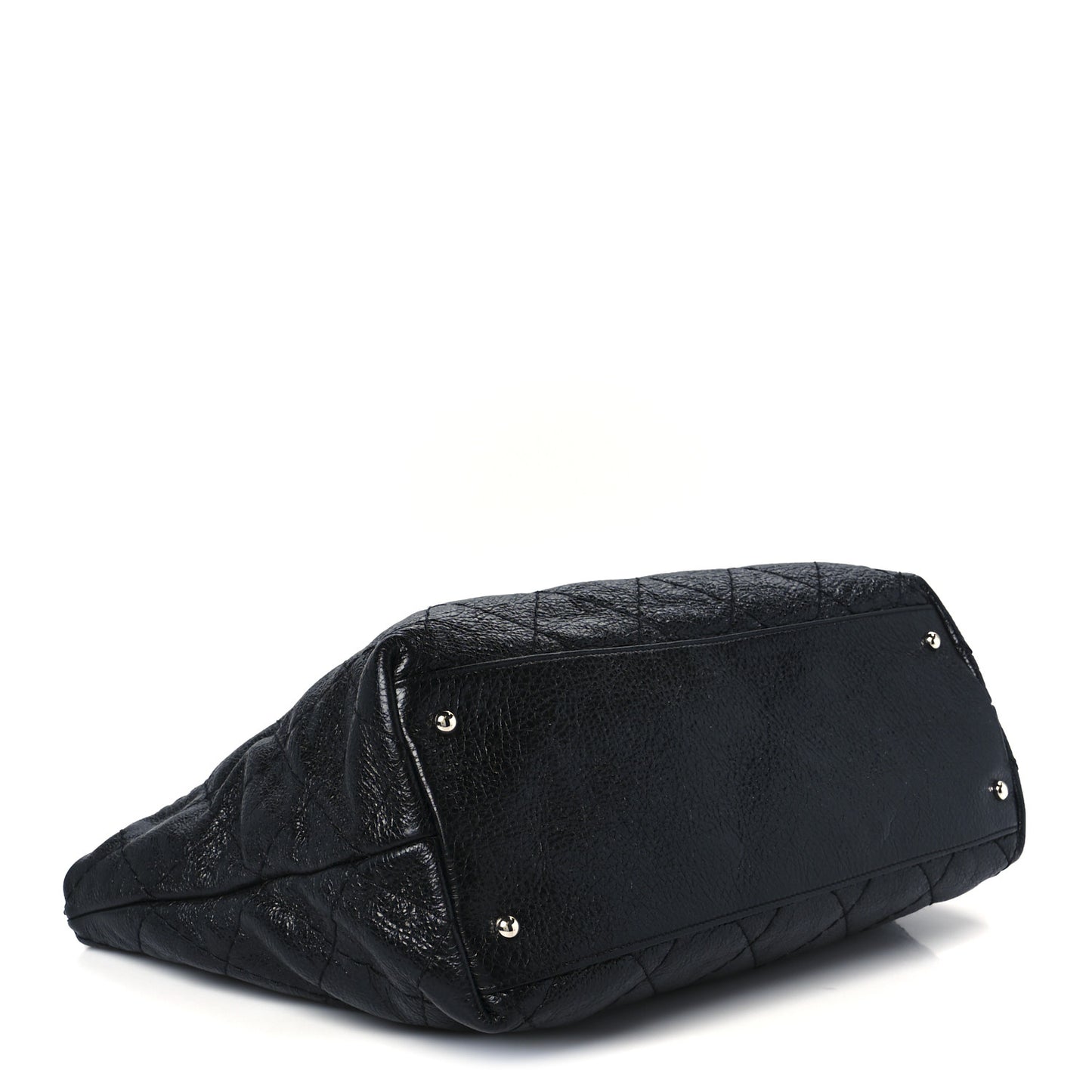Glazed Calfskin Large On The Road Tote Black