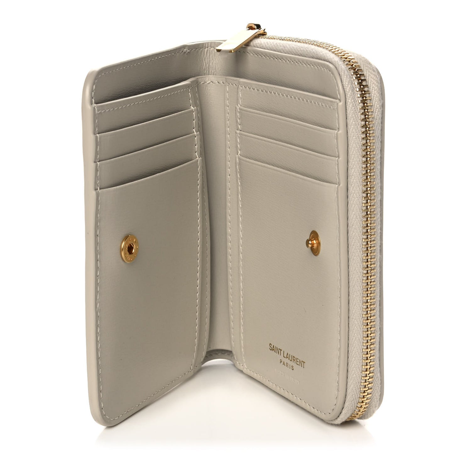 Calfskin Compact Zip Around Wallet Crema Soft