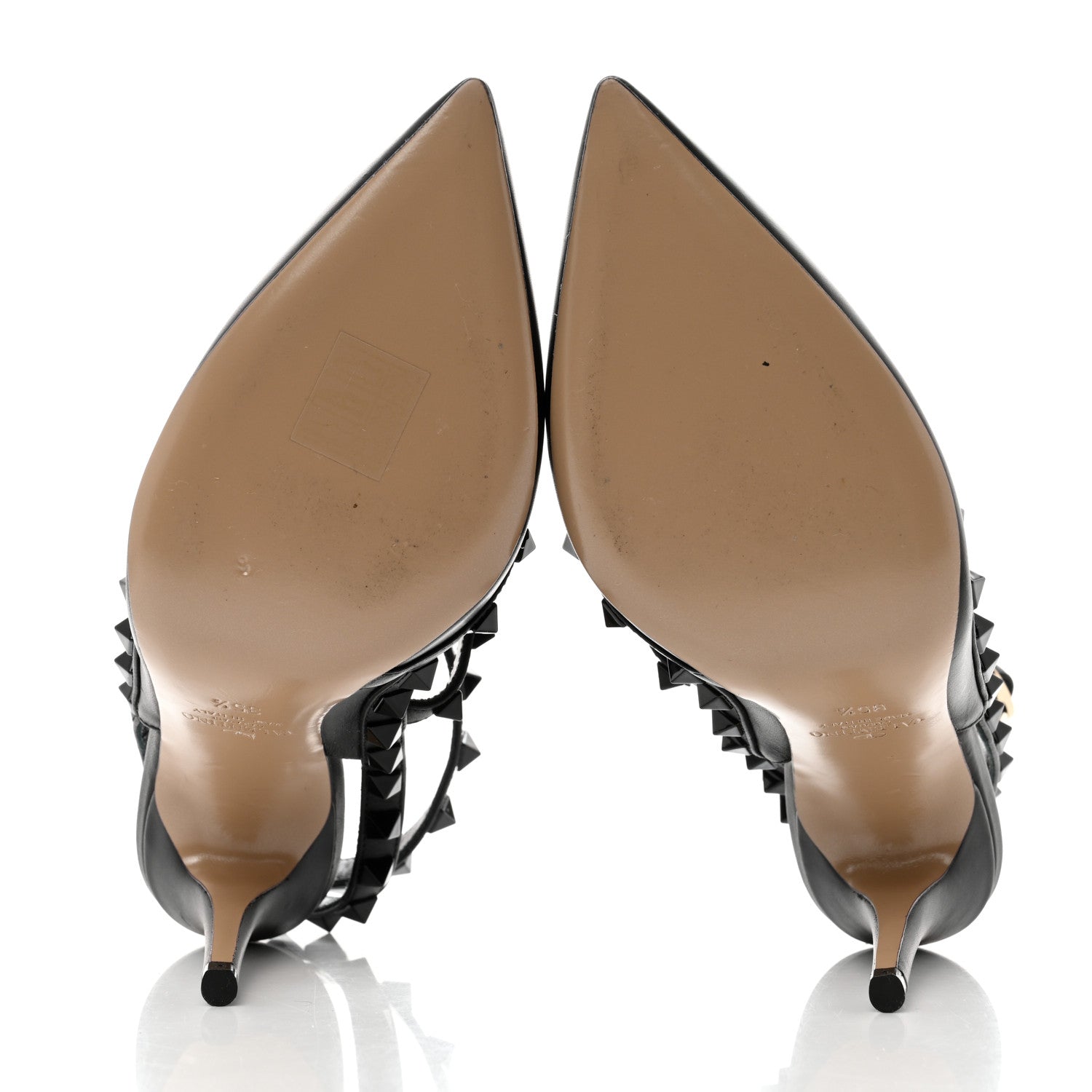Valentino Garavani Calfskin Lacquered Monochrome Rockstud Ankle Strap 100mm Pumps 35.5 Black 5 of 8