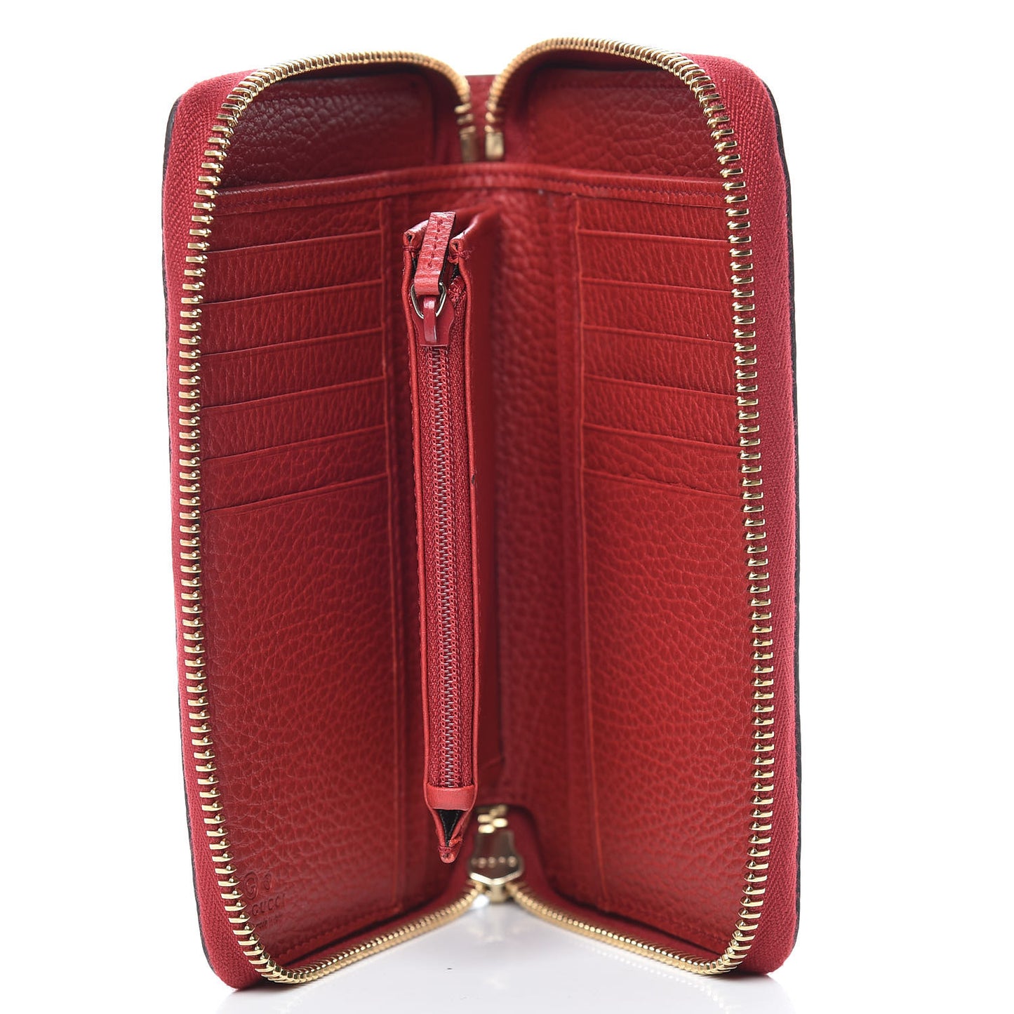 Dollar Calfskin Medium GG Zip Around Wallet Red