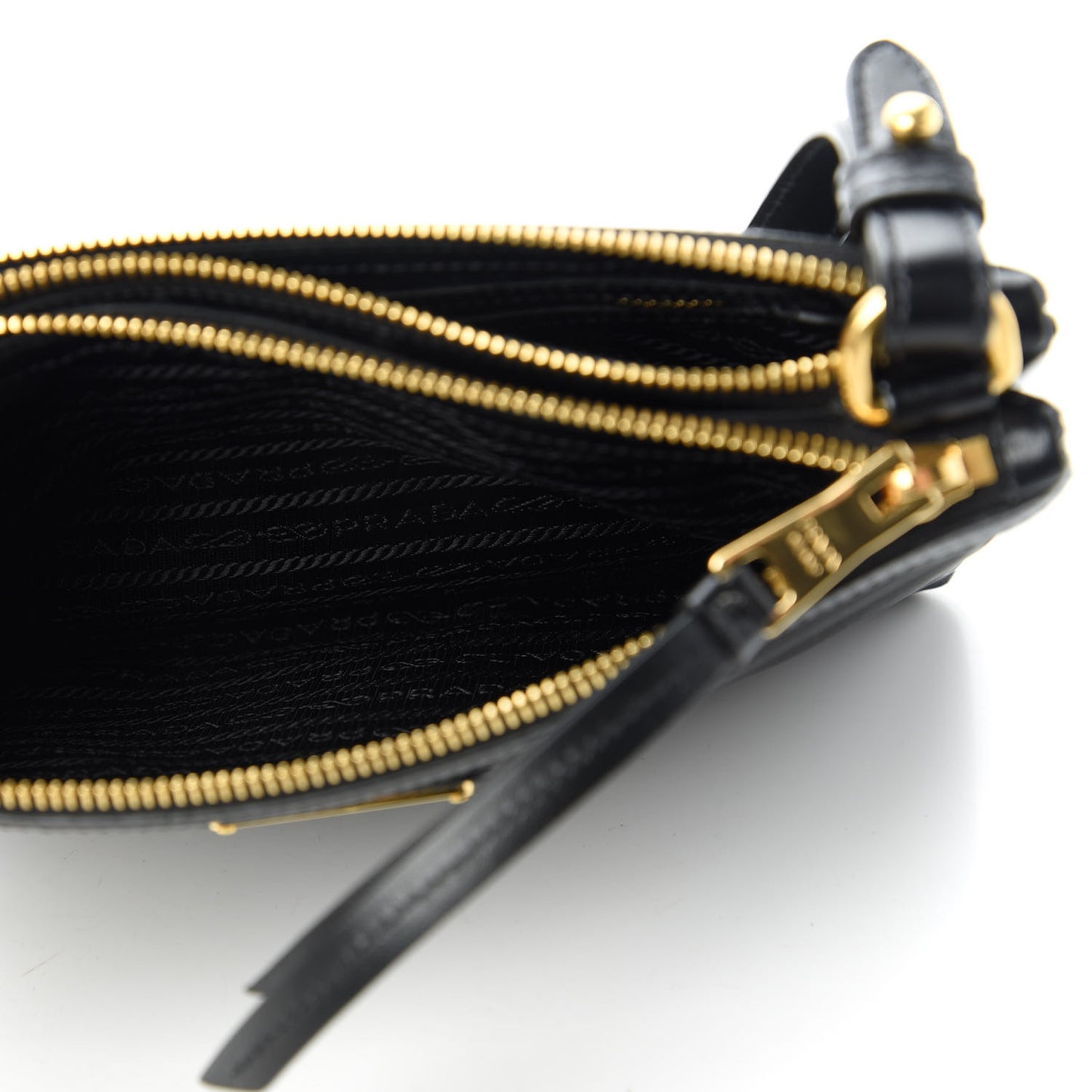 Tessuto Nylon Soft Calf Double Zip Crossbody Bag Black