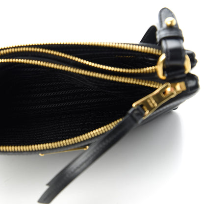 Prada Tessuto Nylon Soft Calf Double Zip Crossbody Bag Black 6 of 11