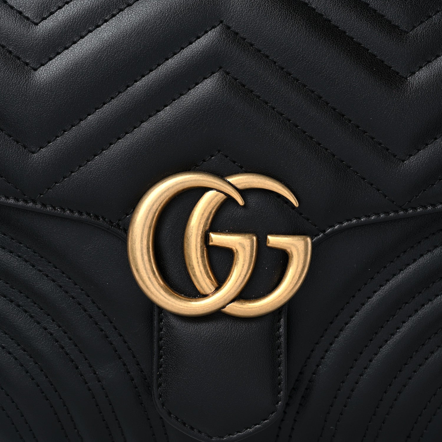 Gucci Calfskin Matelasse Small GG Marmont Top Handle Shoulder Bag Black 12 of 12