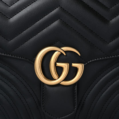 Gucci Calfskin Matelasse Small GG Marmont Top Handle Shoulder Bag Black 12 of 12