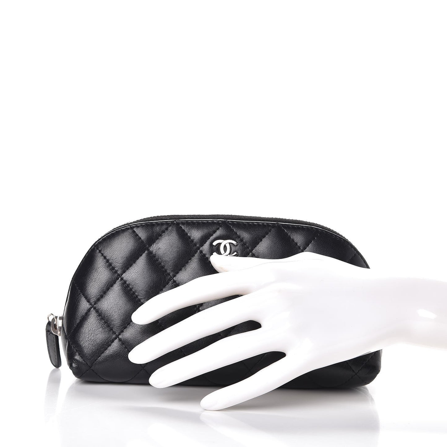 Lambskin Quilted Cosmetic Case Black