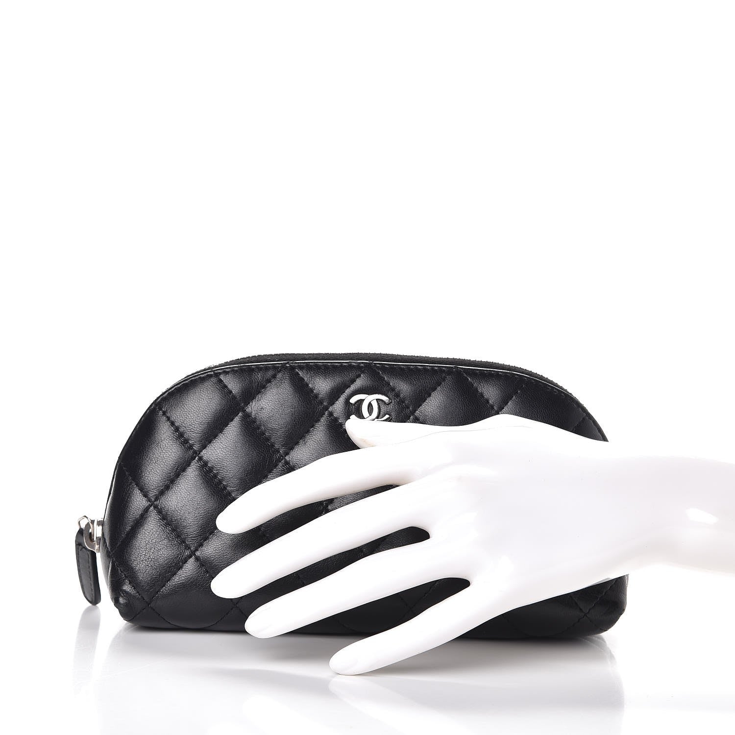 Chanel Lambskin Quilted Cosmetic Case Black 2 of 8