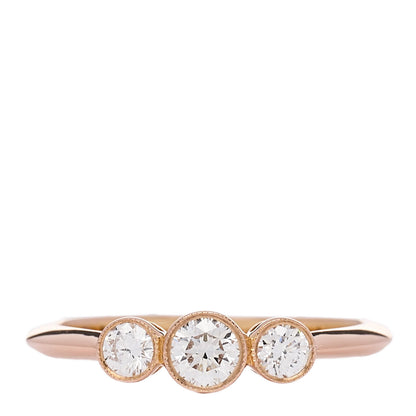Tiffany 18K Rose Gold Diamond Three Stone Milgrain Ring 49 5 1 of 5