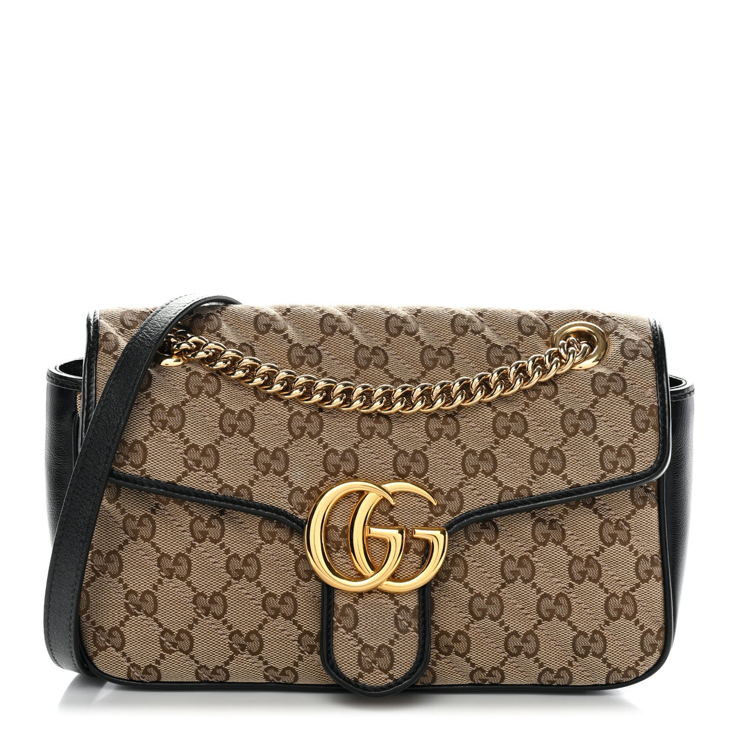 Monogram Matelasse Diagonal Small GG Marmont Shoulder Bag Beige Black