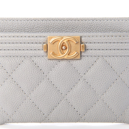 Chanel Caviar Quilted Boy Card Holder Grey 7 of 7
