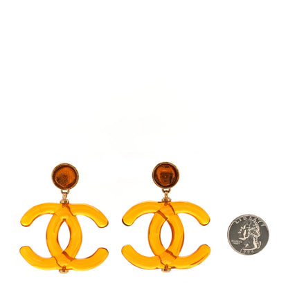 Chanel Resin CC Drop Earrings Orange 2 of 4