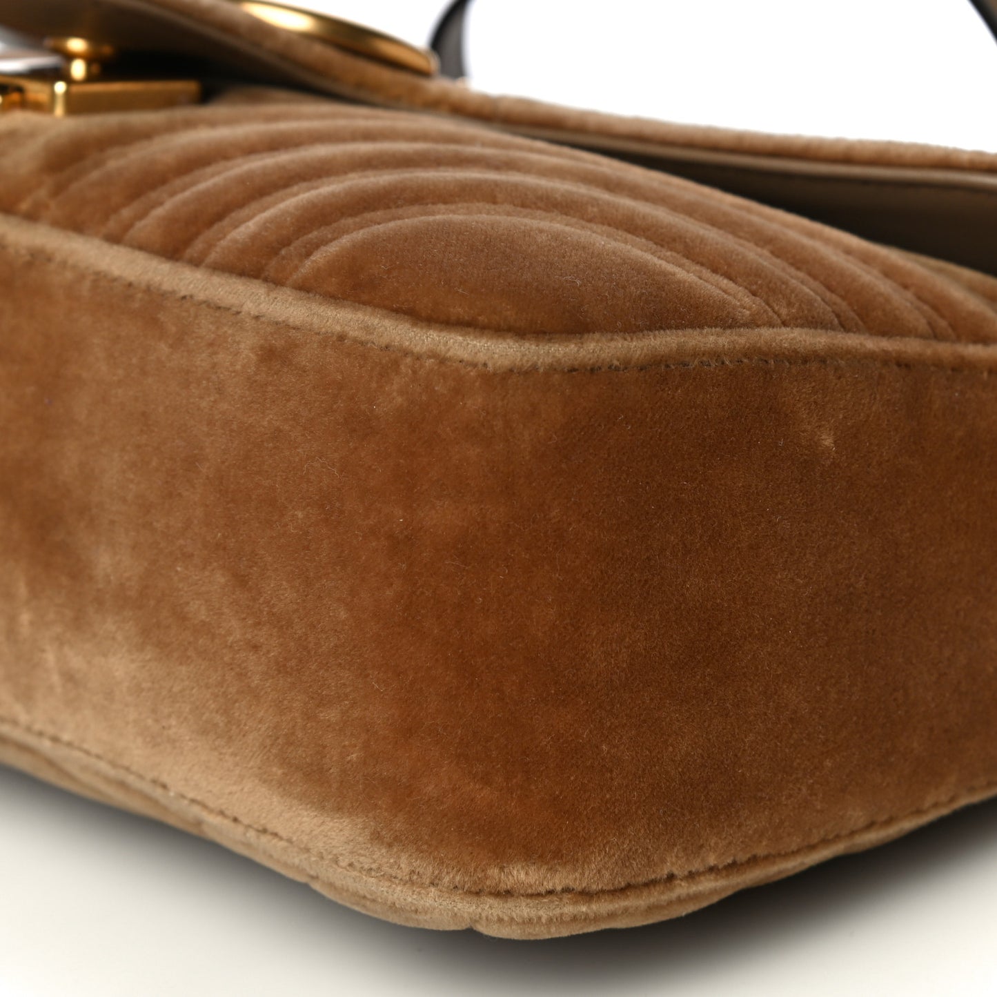 Velvet Matelasse Small GG Marmont Shoulder Bag Taupe