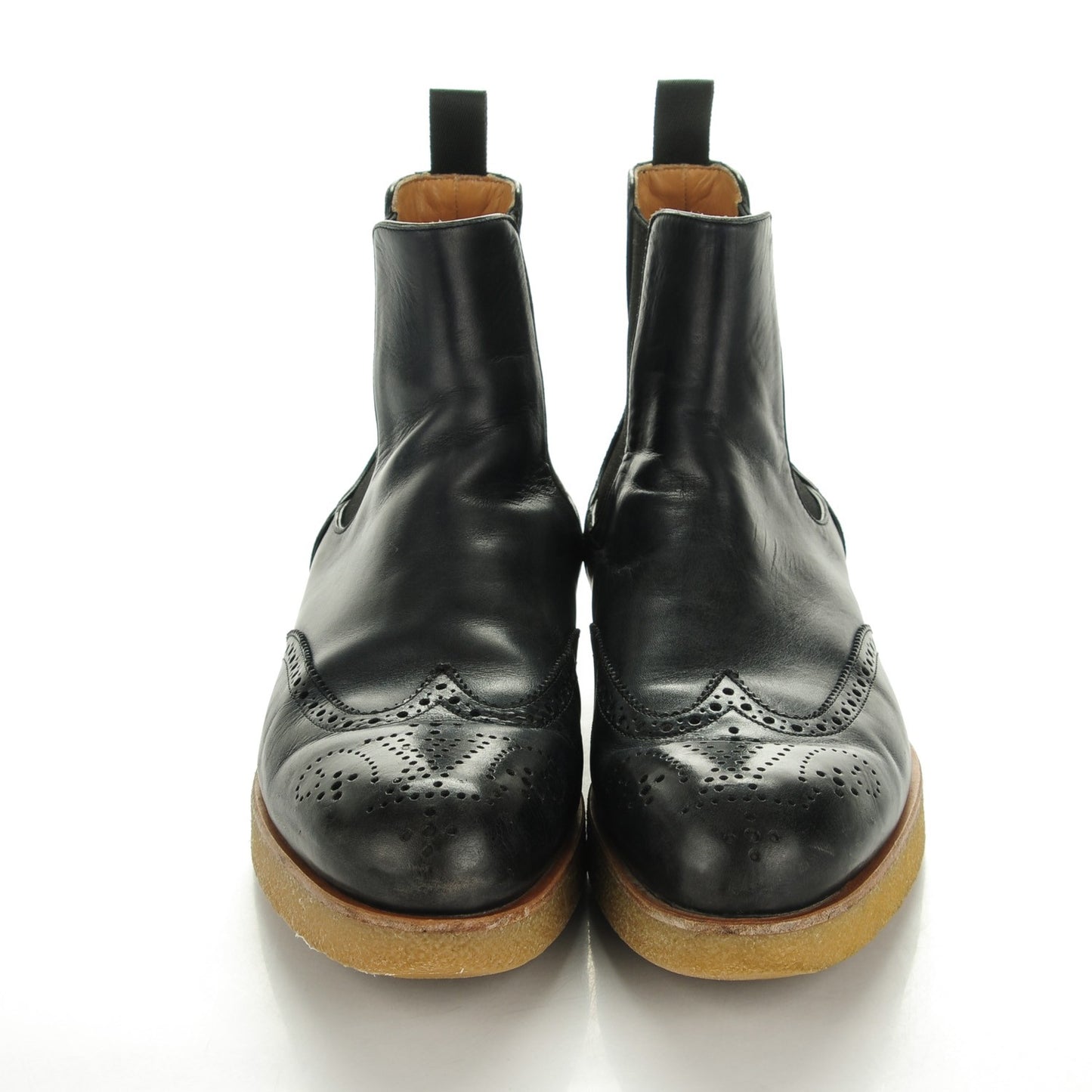 Calfskin Brogues Ankle Boots 7 Black
