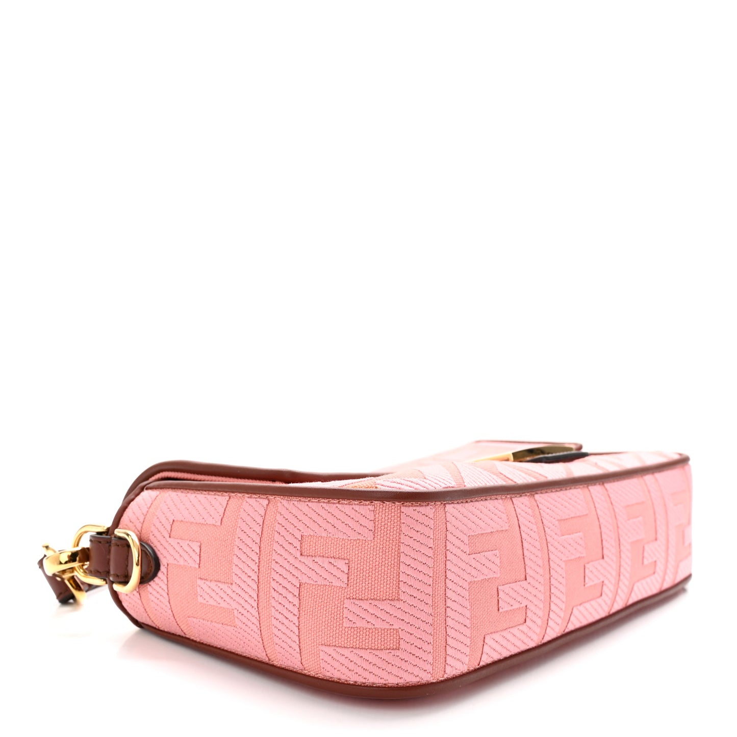 Canvas Vitello King FF Embroidered Baguette Rosa