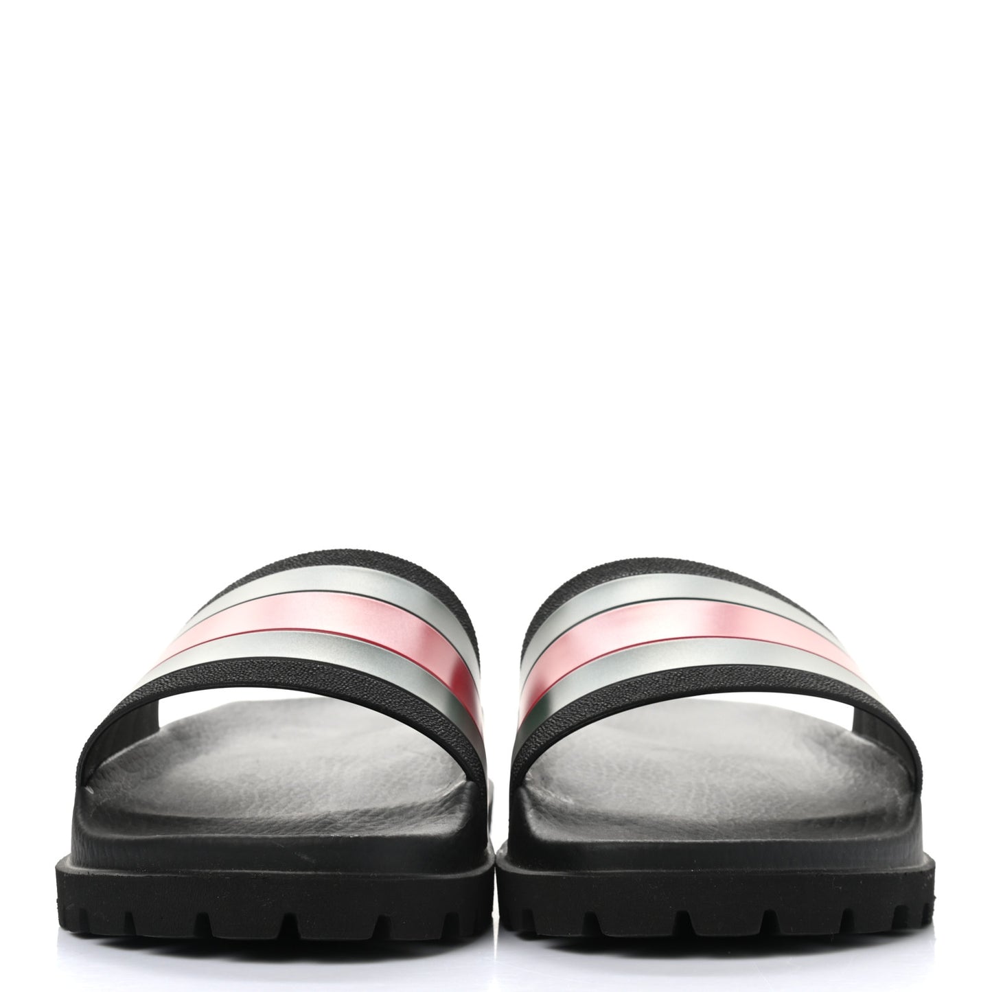 Rubber Web Mens Lug Sole Slide Sandals 9 Black Green Red