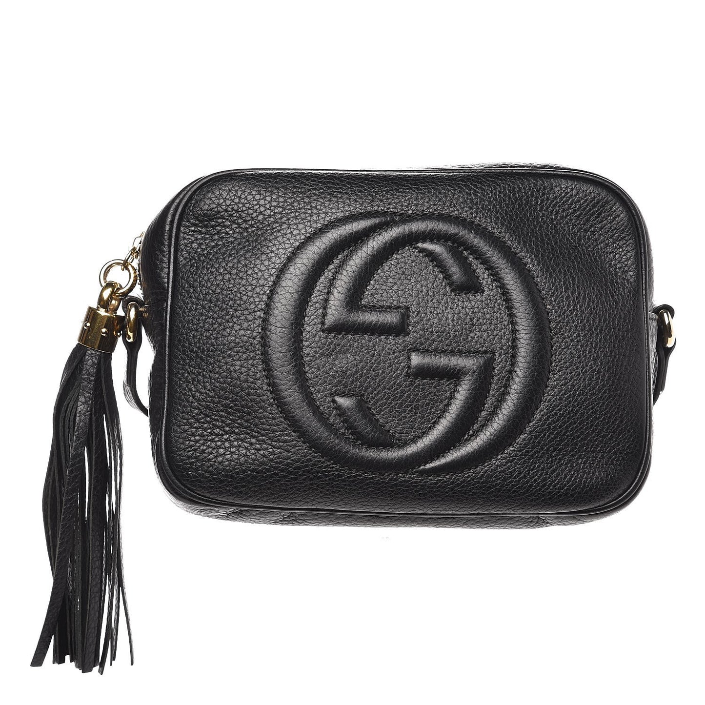 Pebbled Calfskin Small Soho Disco Bag Black