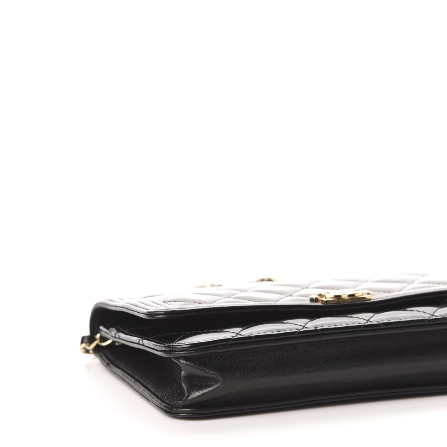 Chanel Glazed Calfskin Quilted Boy Wallet On Chain WOC Black 10 of 13