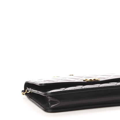 Chanel Glazed Calfskin Quilted Boy Wallet On Chain WOC Black 10 of 13