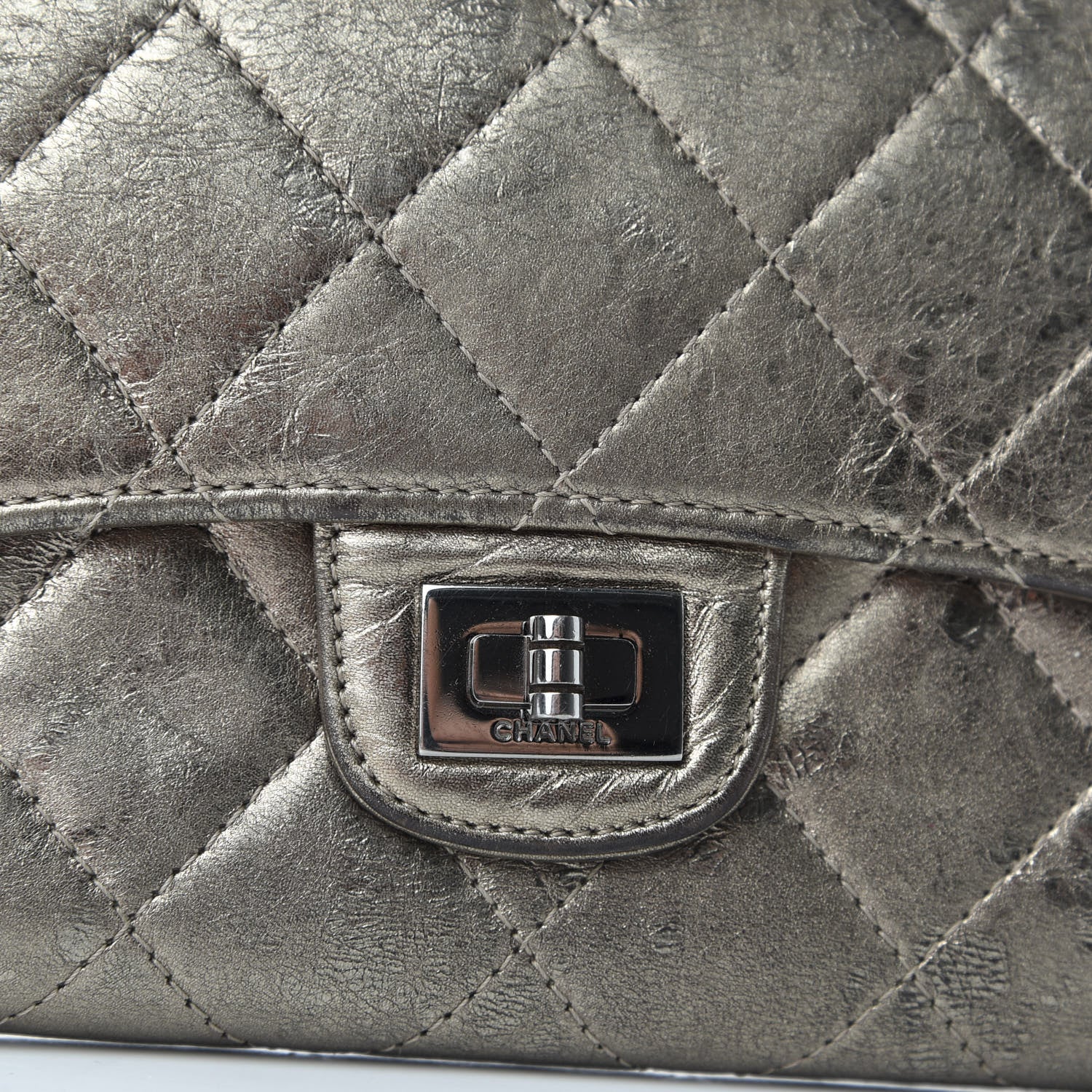 Chanel Metallic Aged Calfskin Quilted Reissue Long Flap Wallet Dark Silver 7 of 7