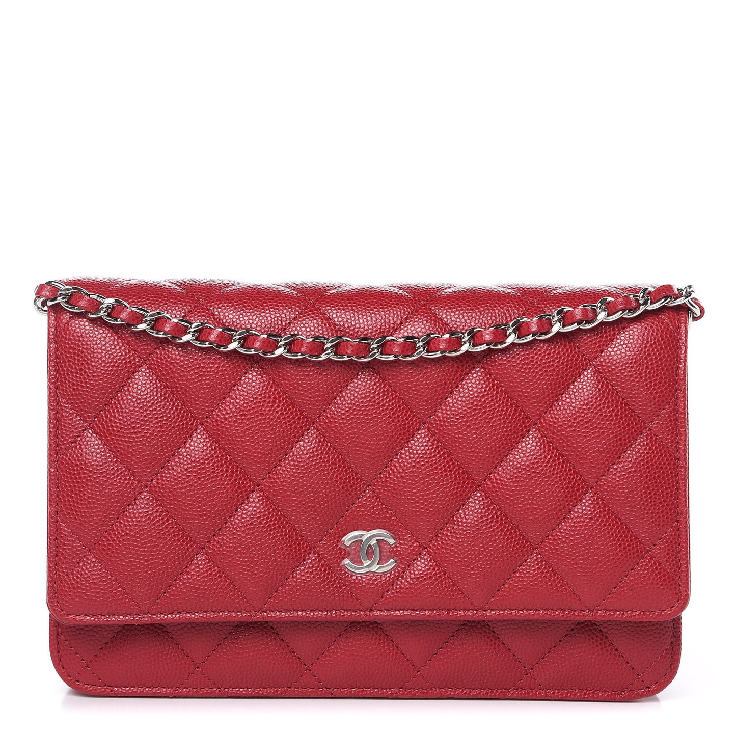 Caviar Quilted Wallet On Chain WOC Dark Pink