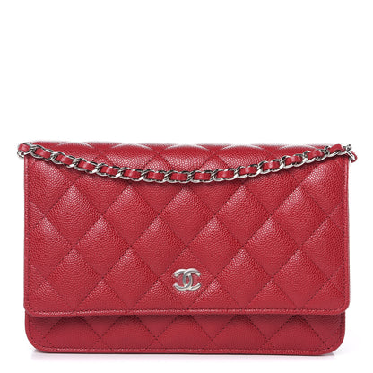 Chanel Caviar Quilted Wallet On Chain WOC Dark Pink 1 of 12