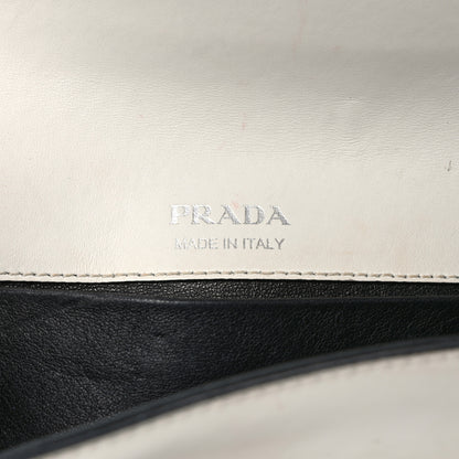 Prada City Calfskin Small Sidonie Shoulder Bag White Black 6 of 10