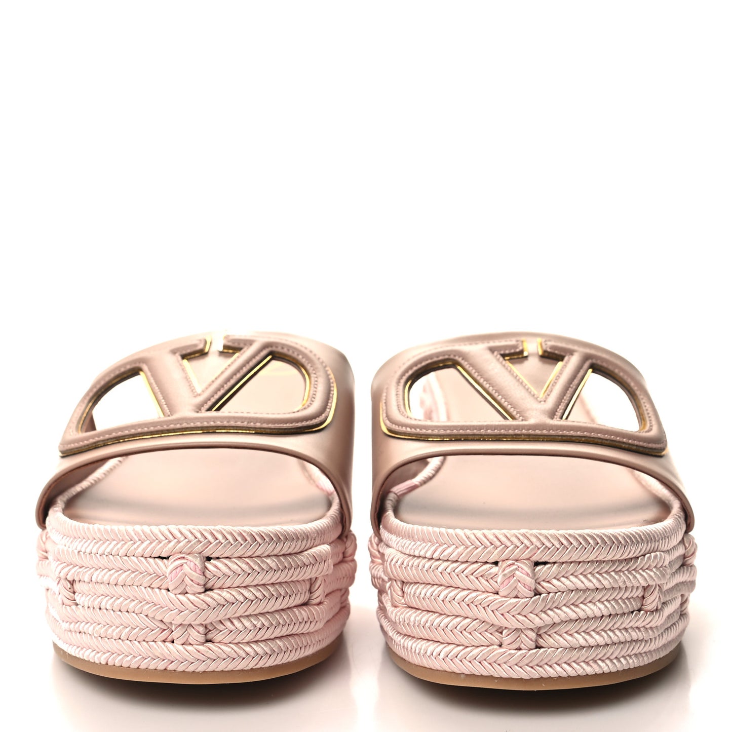 Calfskin Vlogo Platform Espadrille Slide Sandals 38 Neutral