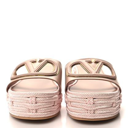 Valentino Garavani Calfskin Vlogo Platform Espadrille Slide Sandals 38 Neutral 2 of 8