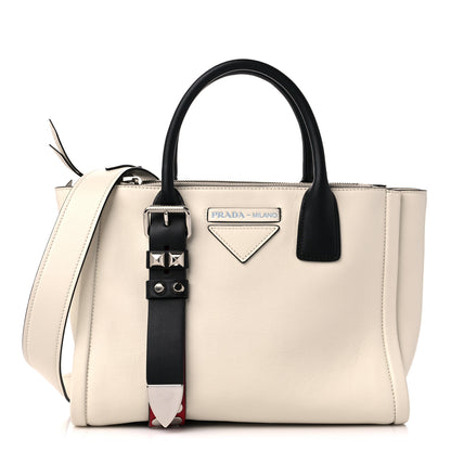 Prada Calfskin Studded Concept Top Handle Bag White 1 of 8