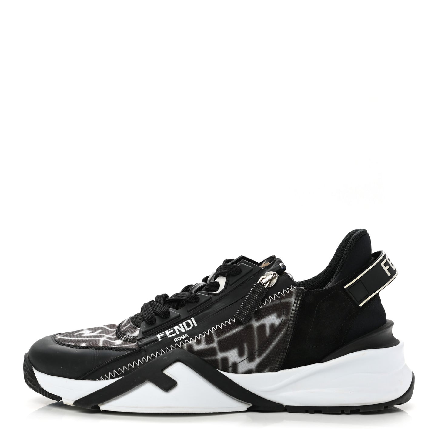 X SARAH COLEMAN Nylon Lycra FF Vertigo Fendi Flow Low Top Sneakers 40 Black