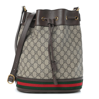 Gucci GG Supreme Monogram Web Ophidia Bucket Bag Brown 1 of 9