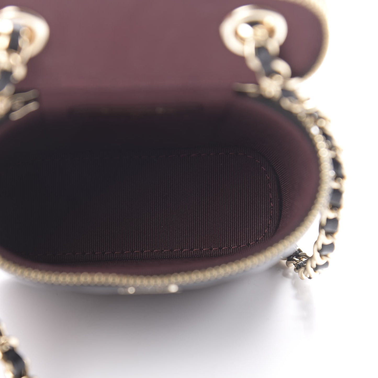 Lambskin Quilted Small Vertical Coco Beauty Vanity Case With Chain Black