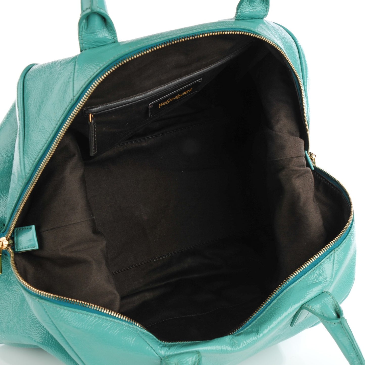 Patent Calfskin Medium Easy Sac Turquoise