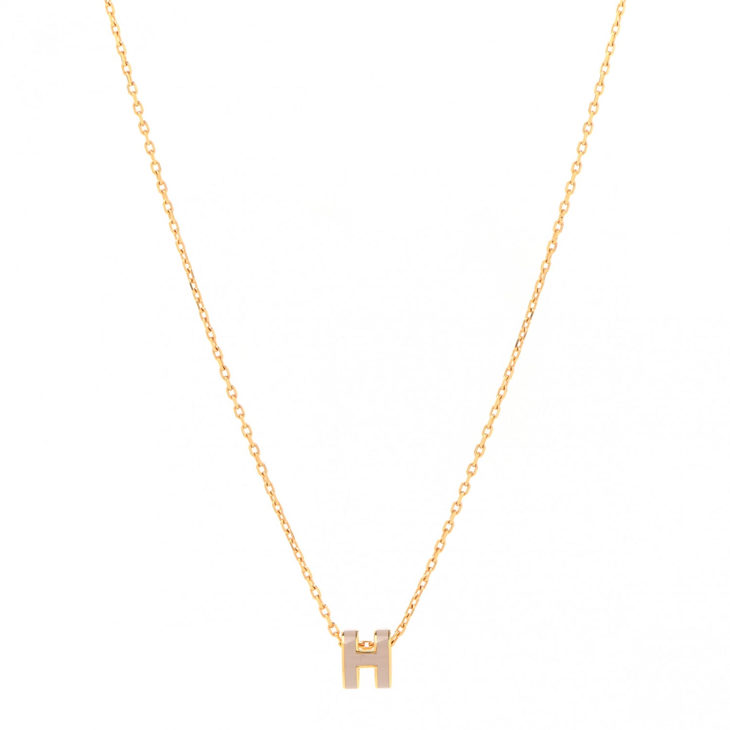 Lacquered Gold Mini Pop H Pendant Necklace Marron Glace