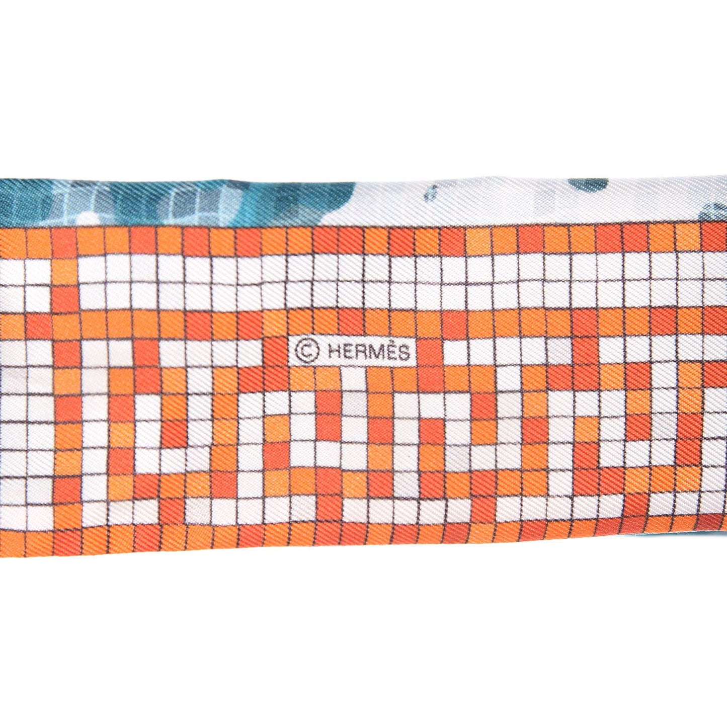 Silk A Beverly Hills Twilly Orange Bleu Blanc