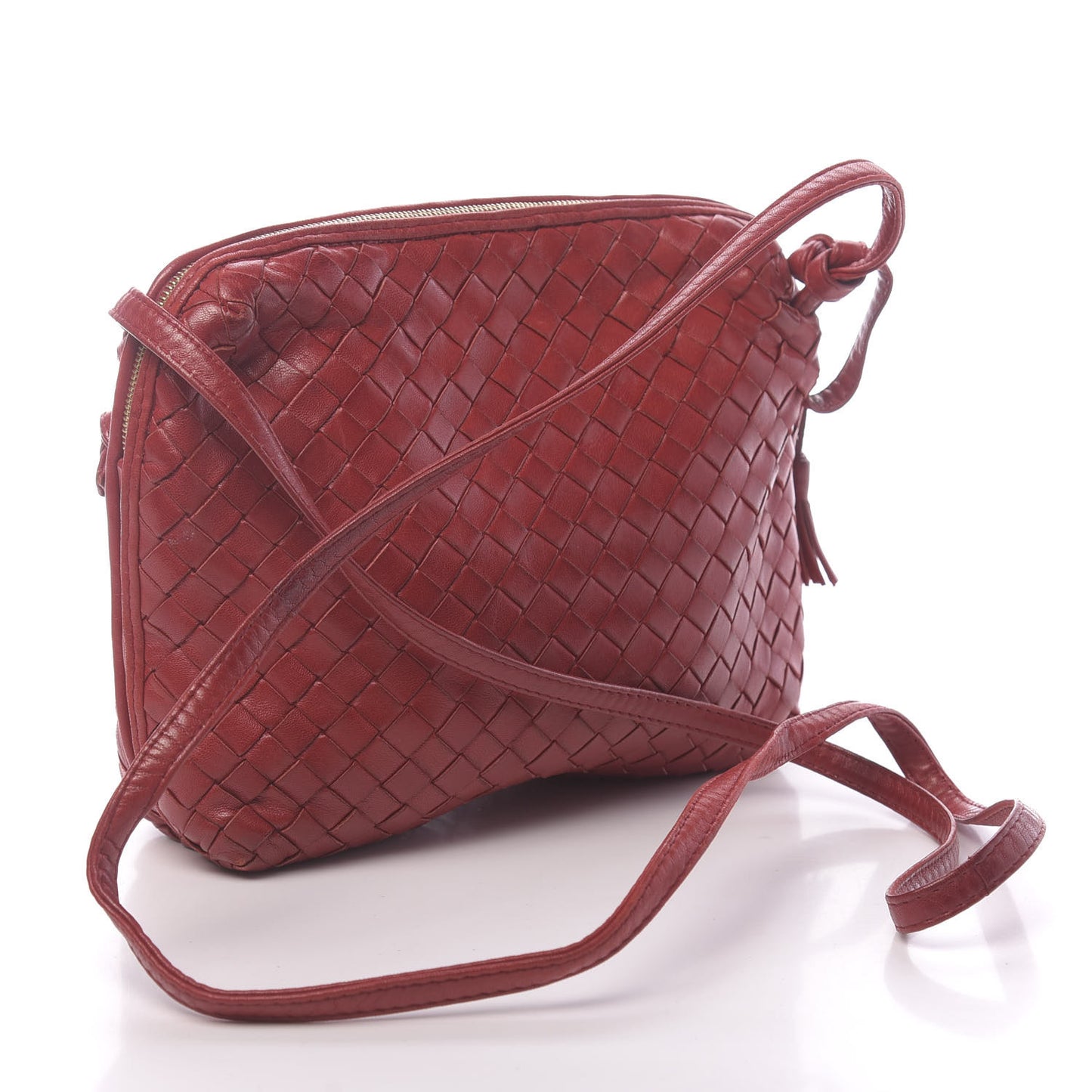 Nappa Intrecciato Nodini Crossbody Messenger Red