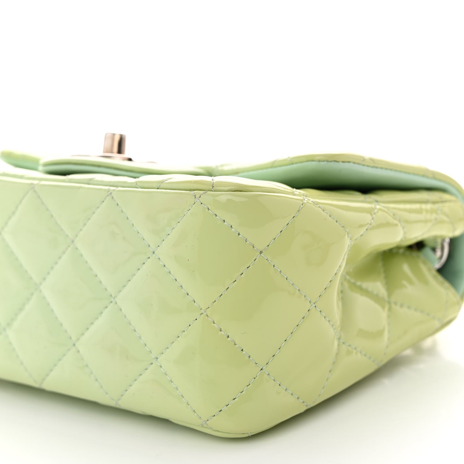 Chanel Patent Calfskin Quilted Mini Square Flap Light Green 10 of 12