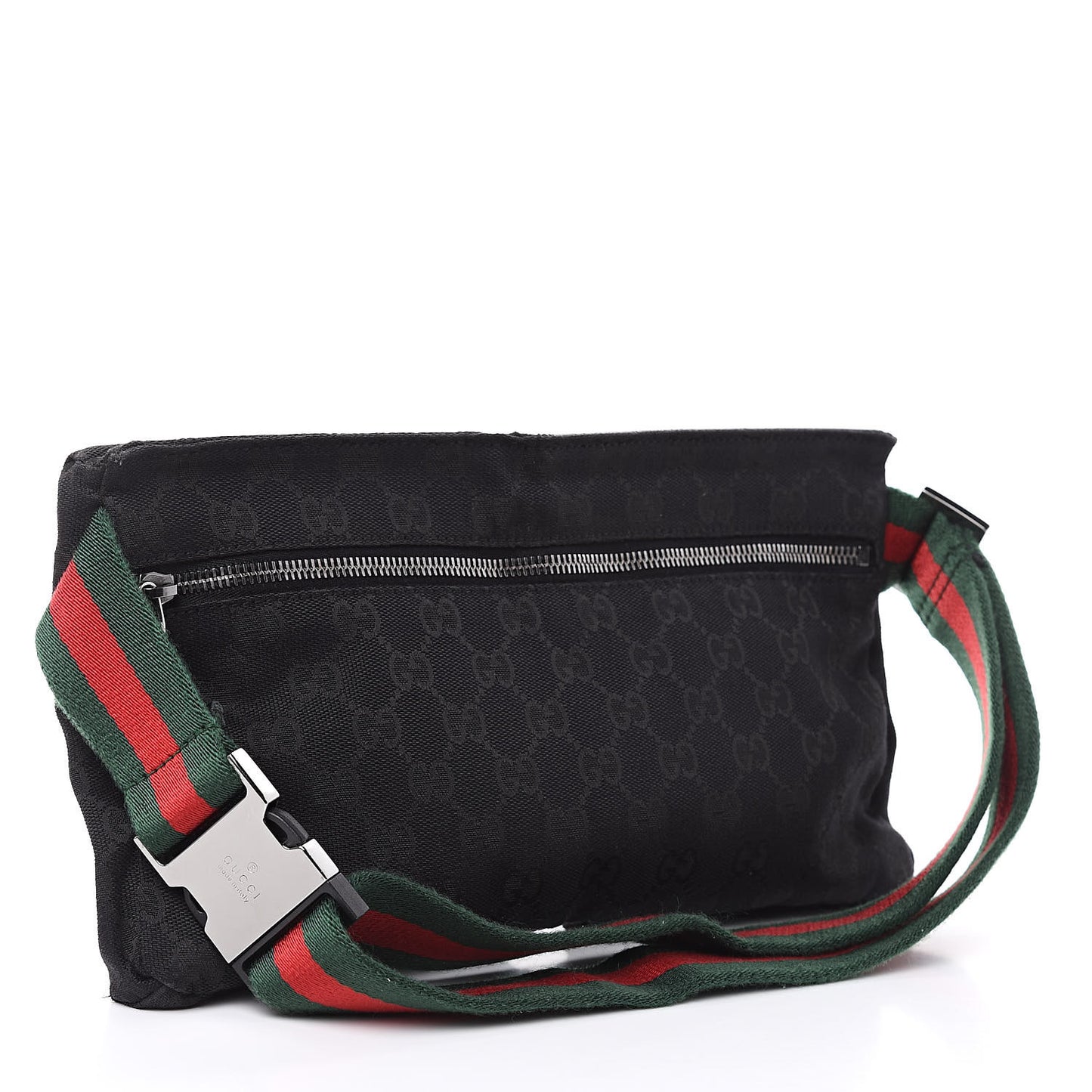 GG Monogram Web Double Pocket Belt Bag Black