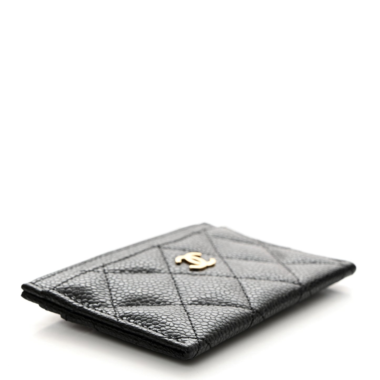 Caviar Quilted Card Holder Black