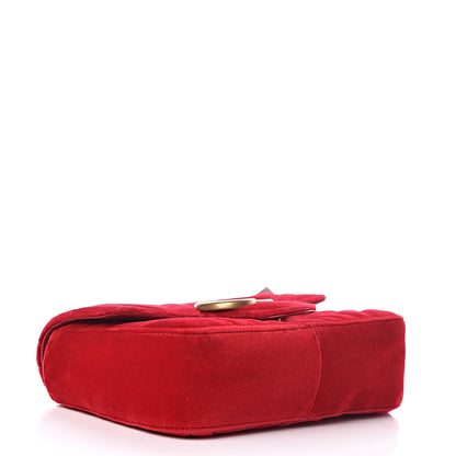 Gucci Velvet Matelasse Mini GG Marmont Shoulder Bag Hibiscus Red 4 of 10