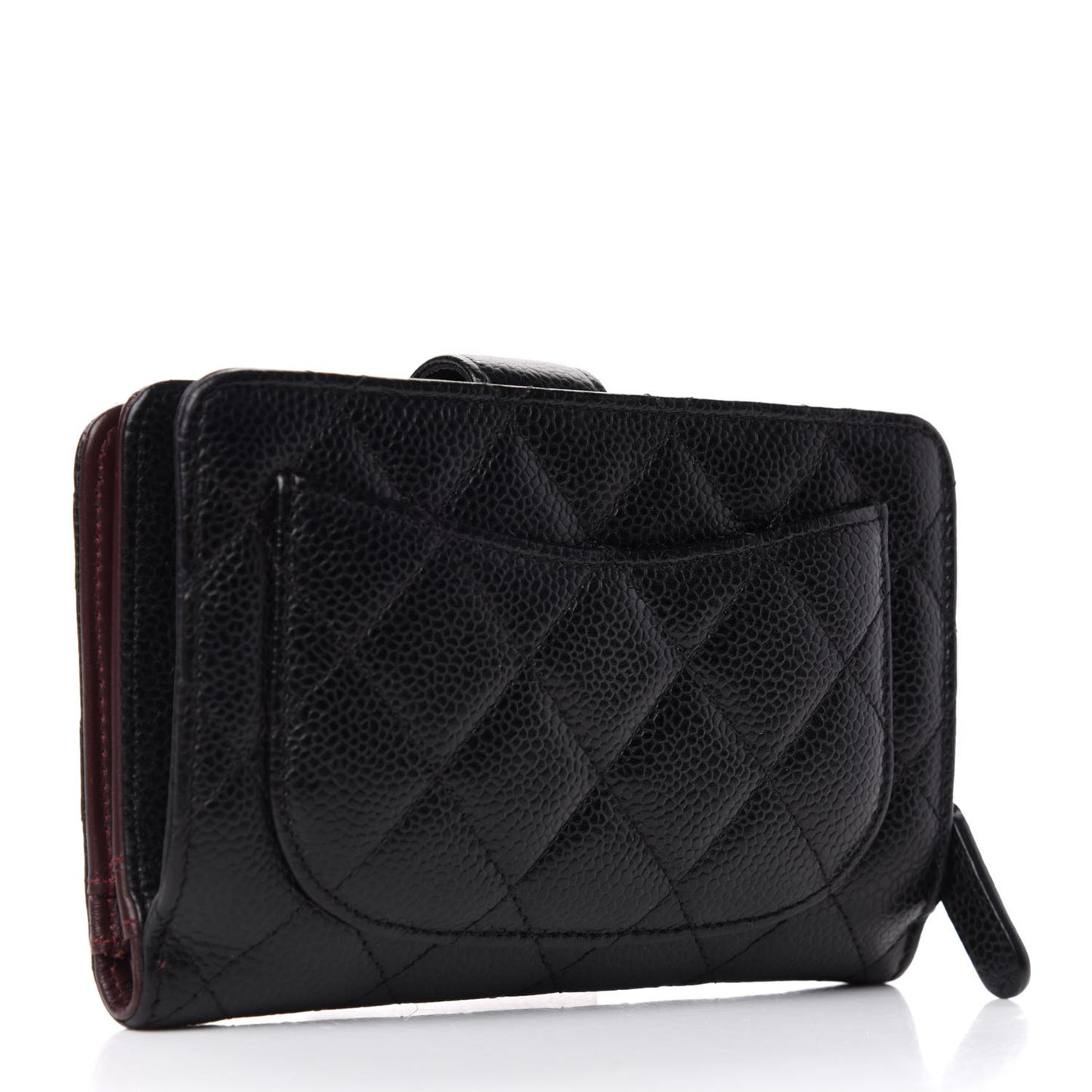 Caviar Quilted Zipped Pocket Wallet Black