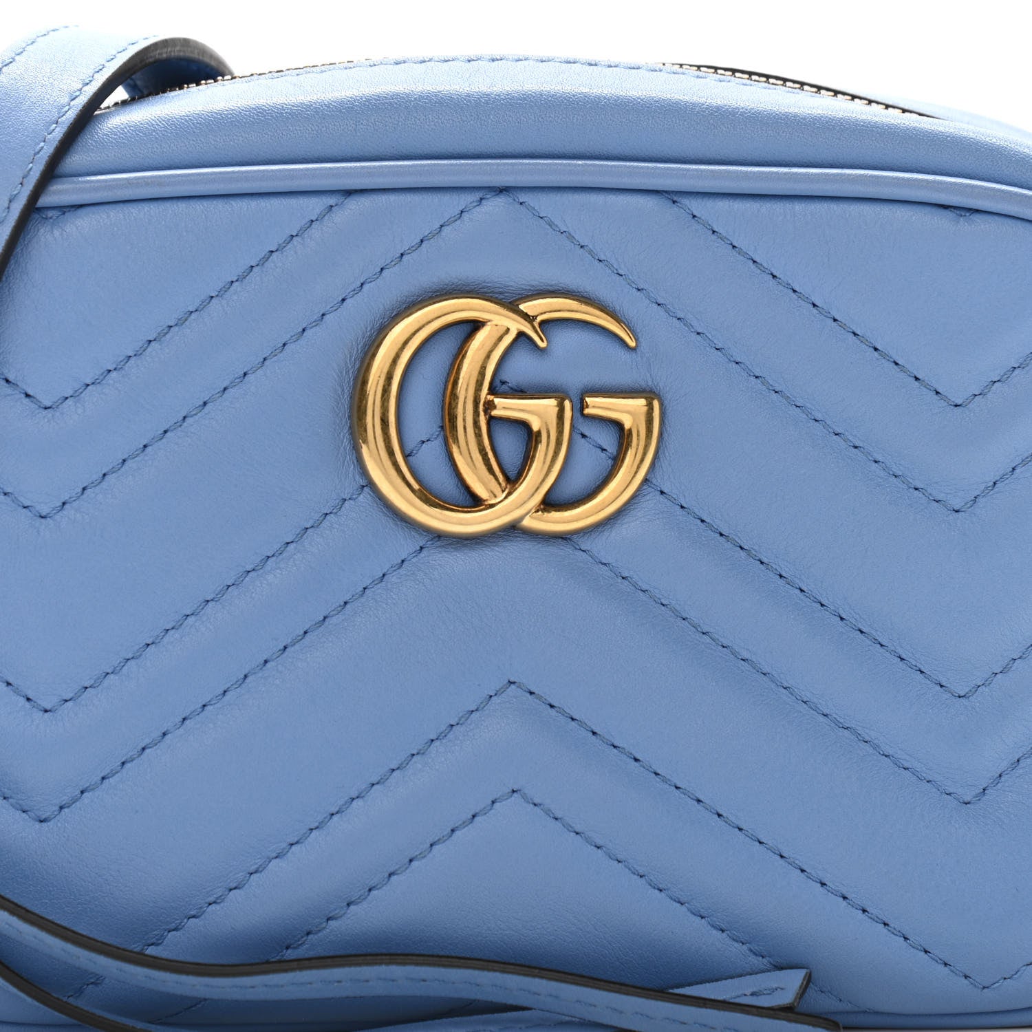 Gucci Calfskin Matelasse Mini GG Marmont Chain Shoulder Bag Clear Sky Blue 8 of 10