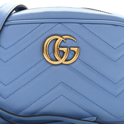 Gucci Calfskin Matelasse Mini GG Marmont Chain Shoulder Bag Clear Sky Blue 8 of 10