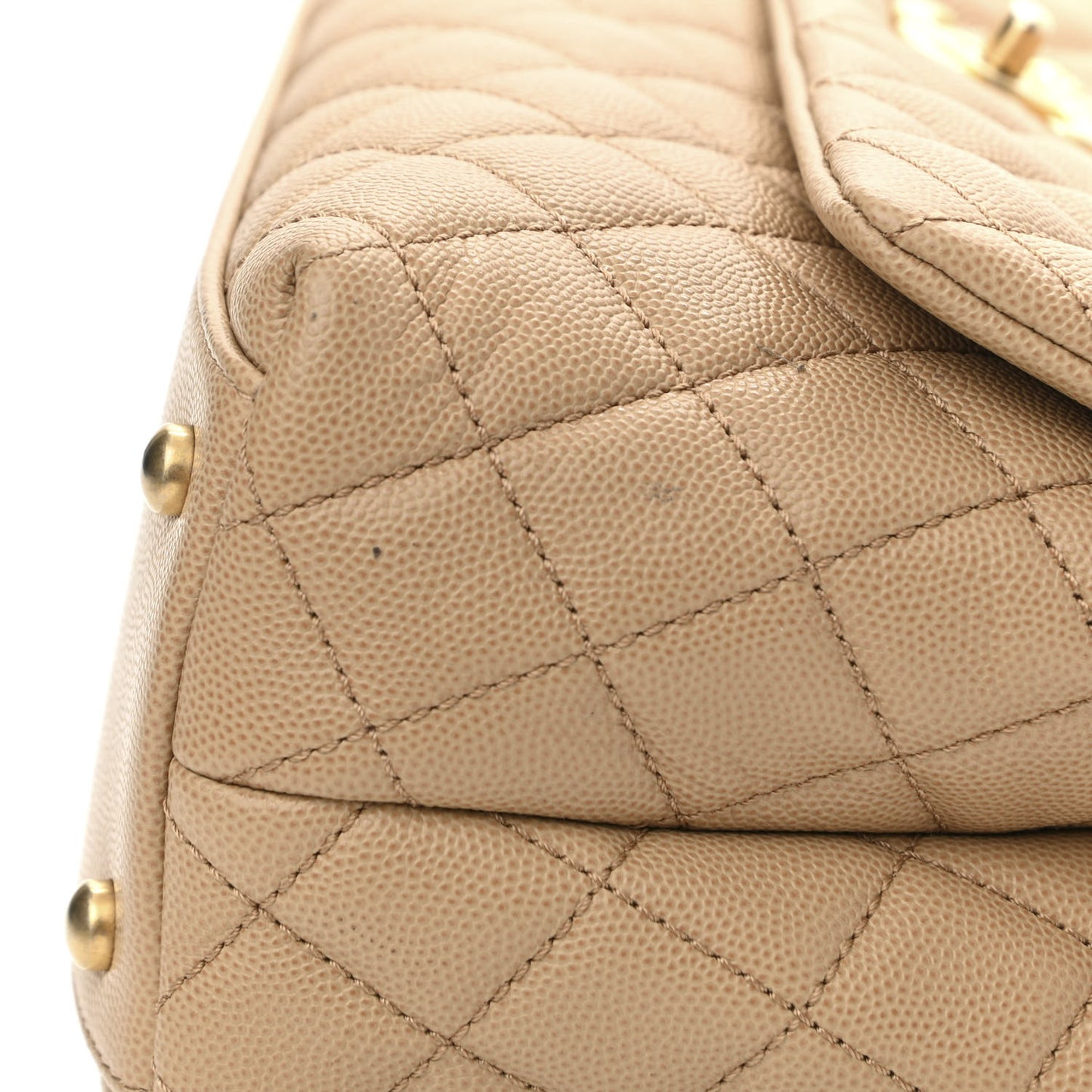 Caviar Lizard Quilted Small Coco Handle Flap Beige