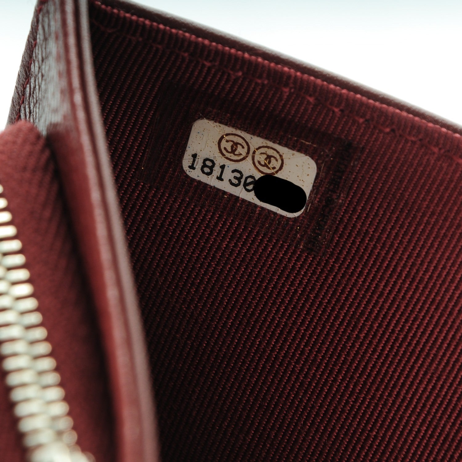 Chanel Caviar Quilted Zipped Pocket Wallet Dark Red 8 of 8